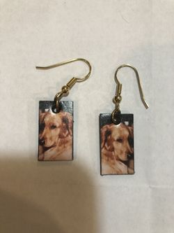 Cute golden retriever dog picture small earrings