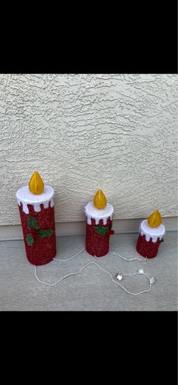 Christmas Lighted Candle Decoration Set of 3