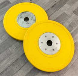 2 35lb Prosource runnier bumper plates