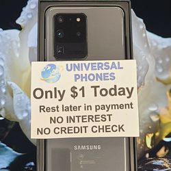 Samsung Galaxy S20 Ultra 5G 128gb  UNLOCKED . NO CREDIT CHECK $1 DOWN PAYMENT OPTION  3 Months Warranty * 30 Days Return *