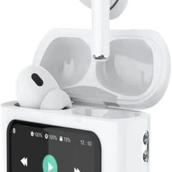 in-Ear Wireless Bluetooth 5.4 Headset, Intelligent Color Screen Touch Screen ANC ENC Active Dual Noise Reduction,Suitable for iPhone and Android-Pearl