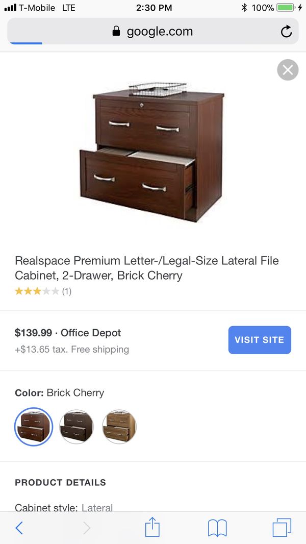 Realspace 2 Drawer File Cabinet Light Cherry Finish For Sale In Whittier Ca Offerup