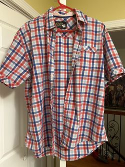 Dukes Bark American Sportswear Large Plaid Mens Short Sleeve Button Down Collared Shirt 