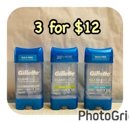 (3) Gillete Clear Shield antiperspirant/deodorants 3.8 oz each. 3 for $12‼️