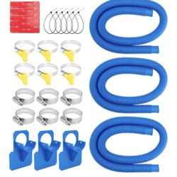 1.25 x 59 Inch Pool Hoses for Above Ground Pools,Pool Filter Pump Hoses,Compatible With Intex Filter Pump 607,637 With 12 Metal Clamps（3 Pack）