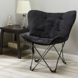 Mainstays Mirco Suede Fabric Butterfly Folding Chair Black Black