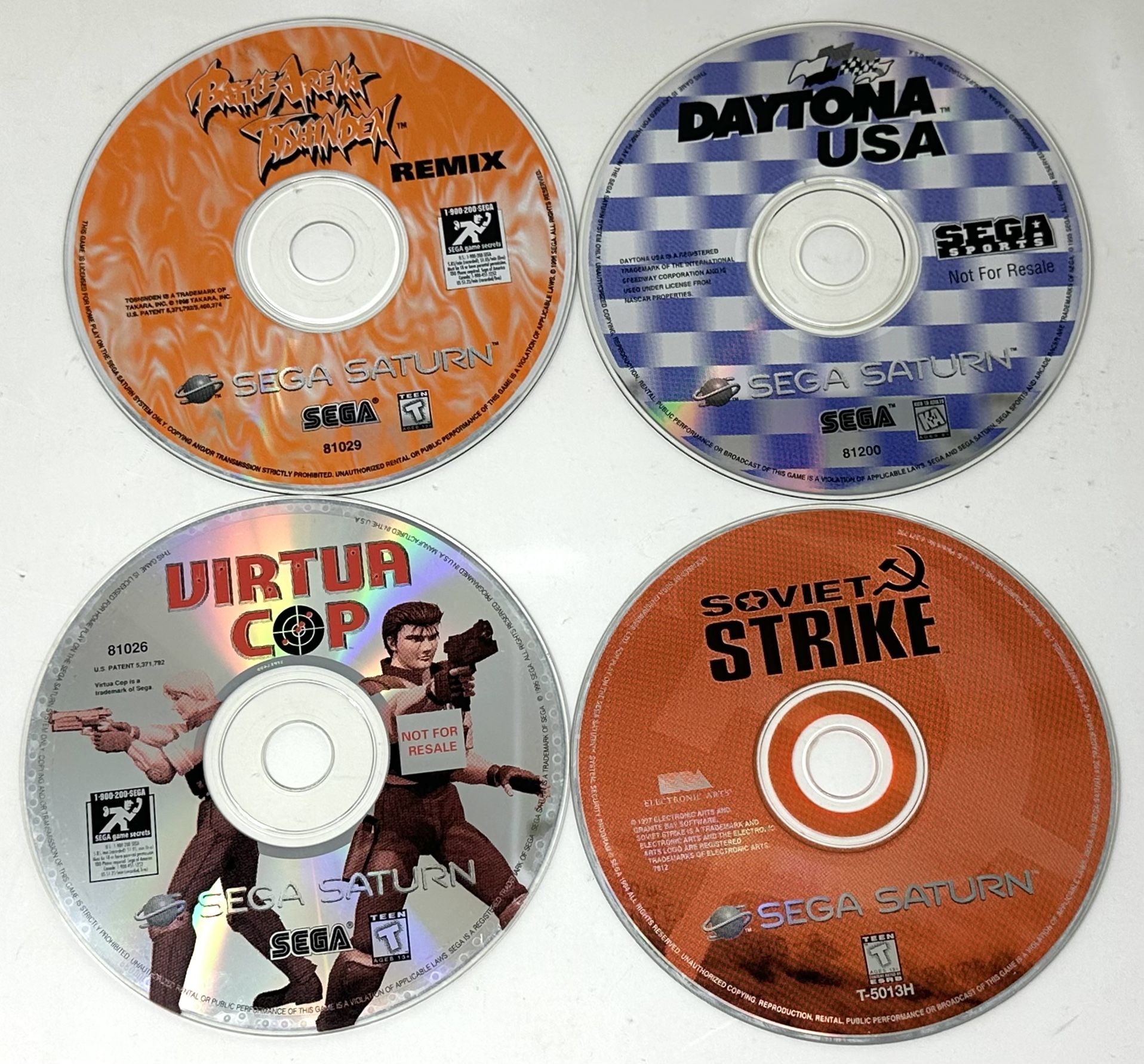 Sega Saturn 4 Game Lot - Virtua Cop, Daytona USA, Soviet Strike, Toshiden Remix