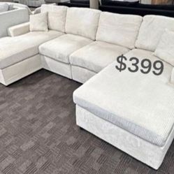 Elegant Ivory U-shaped Sectional Sofa Couch No Tax