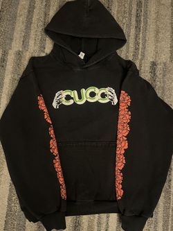 CUCO Black Hoodie with Red Floral Design