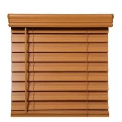 2 1/2" Premium Cordless Faux Wood Window Blinds In Chestnut 