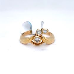 18Kt Yellow Gold Hanging Diamonds Ring 2.70g Size 5.5 2457