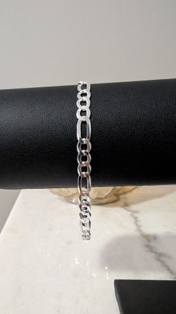 Solid .925 Sterling Silver Figaro Bracelet 