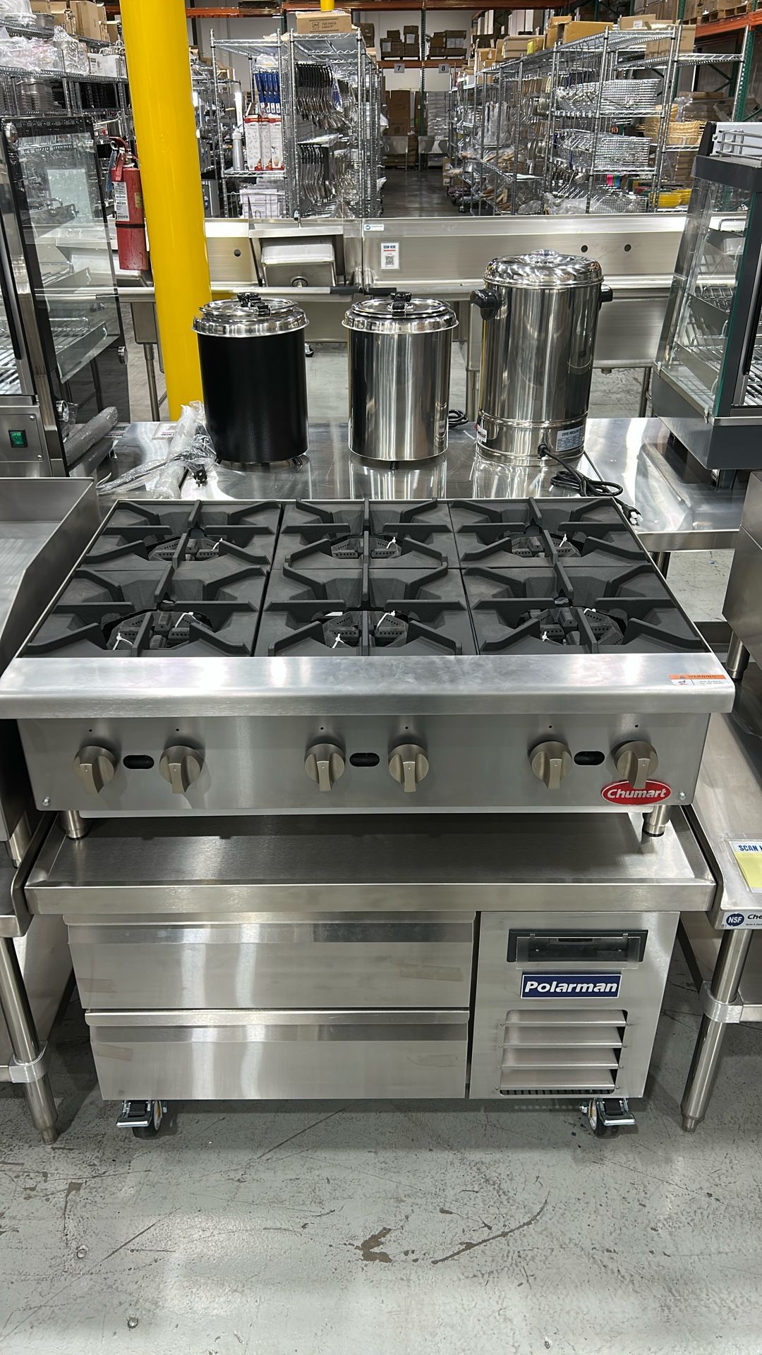Flamaster FLM-HP36-M 36" Countertop Gas Hot Plate, NG/LPG, 150,000 BTU, 6 Burners
