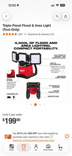 Milwaukee triple folding light