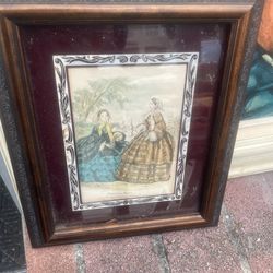 Vintage Antique Victorian Framed Picture 12 By 14 