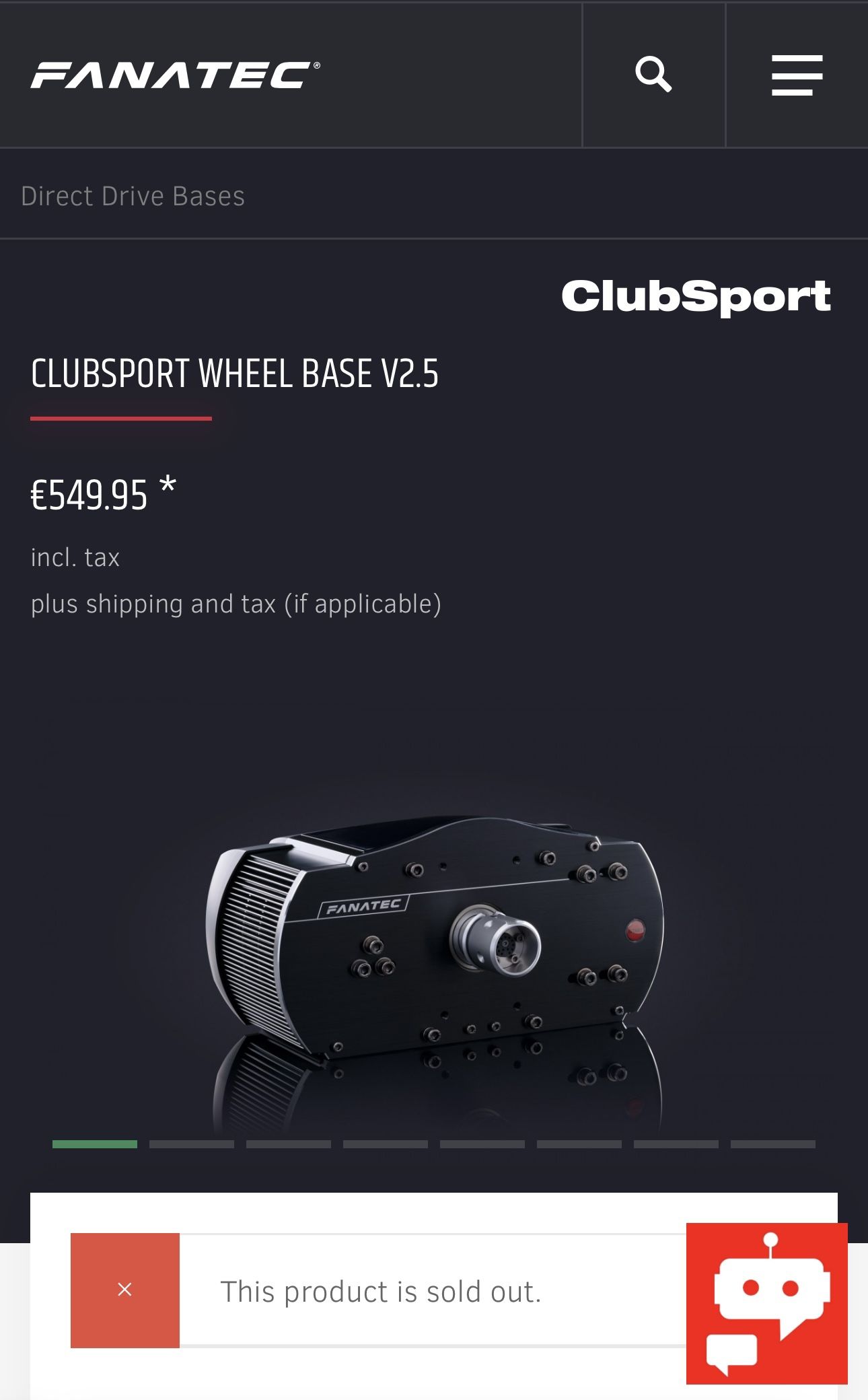 Fanatec Clubsport Wheelbase V2.5 + Fanatec Table Mount