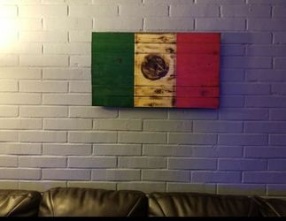 Mexico wood flag 30x17 inch