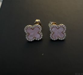Pink Gold Clover Earrings 