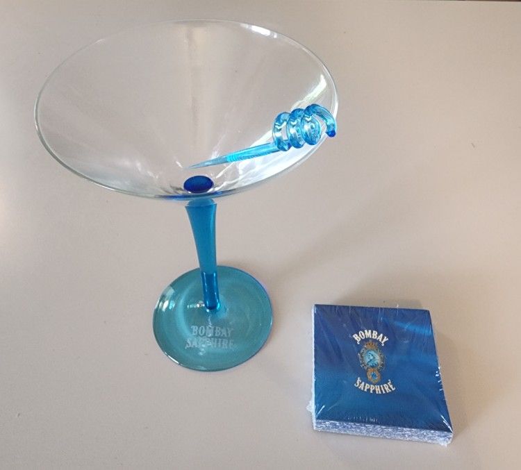 7 Martini Glasses With Stirs And Coasters