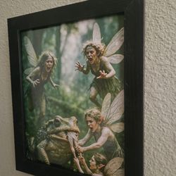 Edgy Fantasy Artwork.   Fairies And A Toad.  New, Never Used.