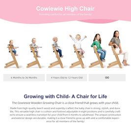 Natural Wooden High Chair for Babies & Toddlers 3-Tier Remove & 2 Adjustable Tray, 8 Adjustable Highchair with Cushions, Easy to Clean (Black)