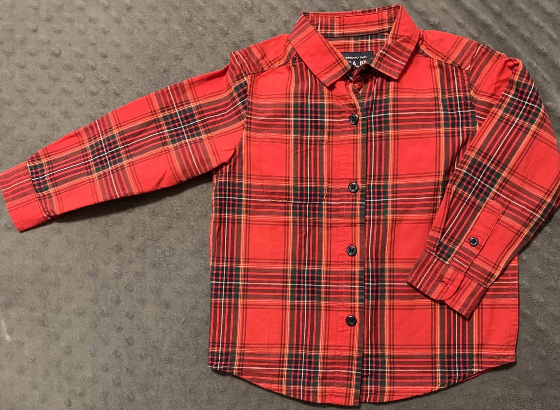 Children's Place Plaid Button Down Shirt Long Sleeves Red 2T