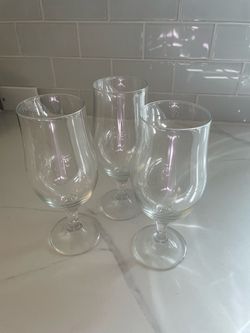 Clear Glass Stemmed Goblets Set of 3