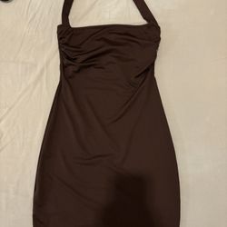 Women Dress Size S, Strapless, Brown, Length Without Stretch Is about 23inches