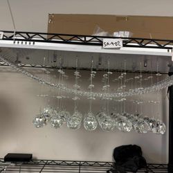 Silver Rectangle Crystal Raindrop Chandelier for Living Room, 8 Lights Modern Flush Mount Crystal Ceiling Light Fixture Pendant Lamp for Kitchen Islan