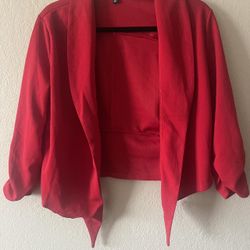 Love Cameron, Women’s Red 3/4 Sleeve Stretchy Blazer, Size M