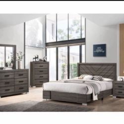 4- Pc Bedroom set Dresser,Mirror Nightstand (1) Queen size bed frame Not including Mattress and Box Sp