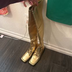 Over The Knee/ Thigh High Gold Boots