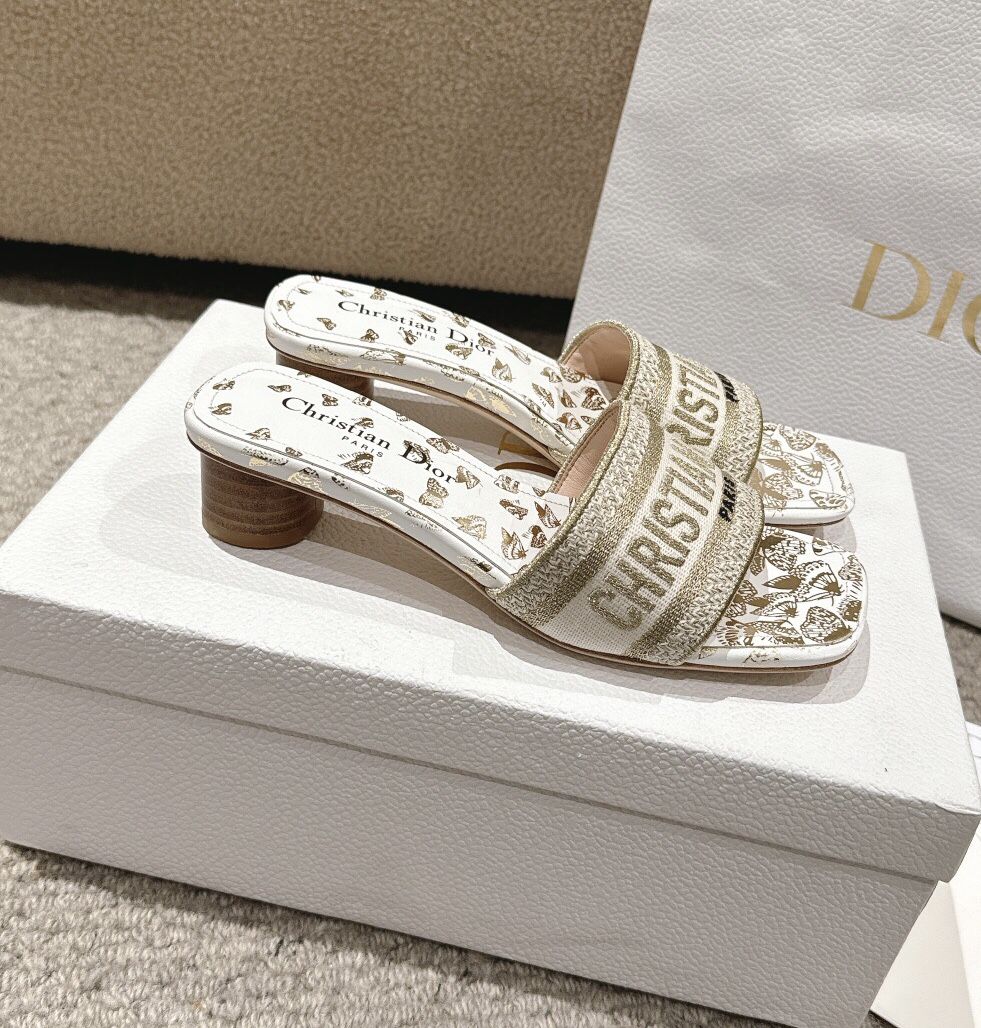 Dior classic embroidered braided flat slippers(off10)