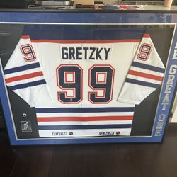 Wayne Gretzky Signed And Autographed Double CCM White Oilers Jersey Framed With Wga Authenticity 