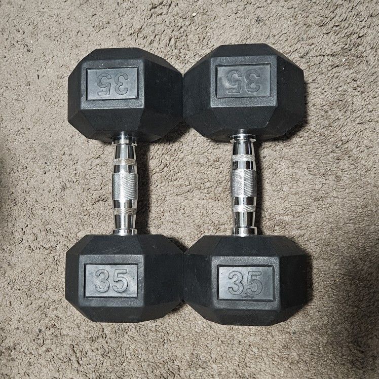 Two 35lbs. dumbbells