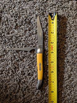 Classic Vintage Imperial Ireland Folding Fish Knife Yellow Two Blade