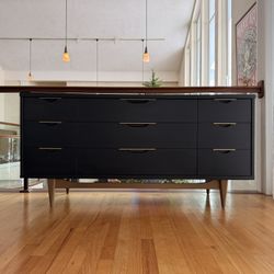 Black MCM Kent Coffey Tableau 9 Drawer Credenza/Dresser/Media Console-Completely Restored