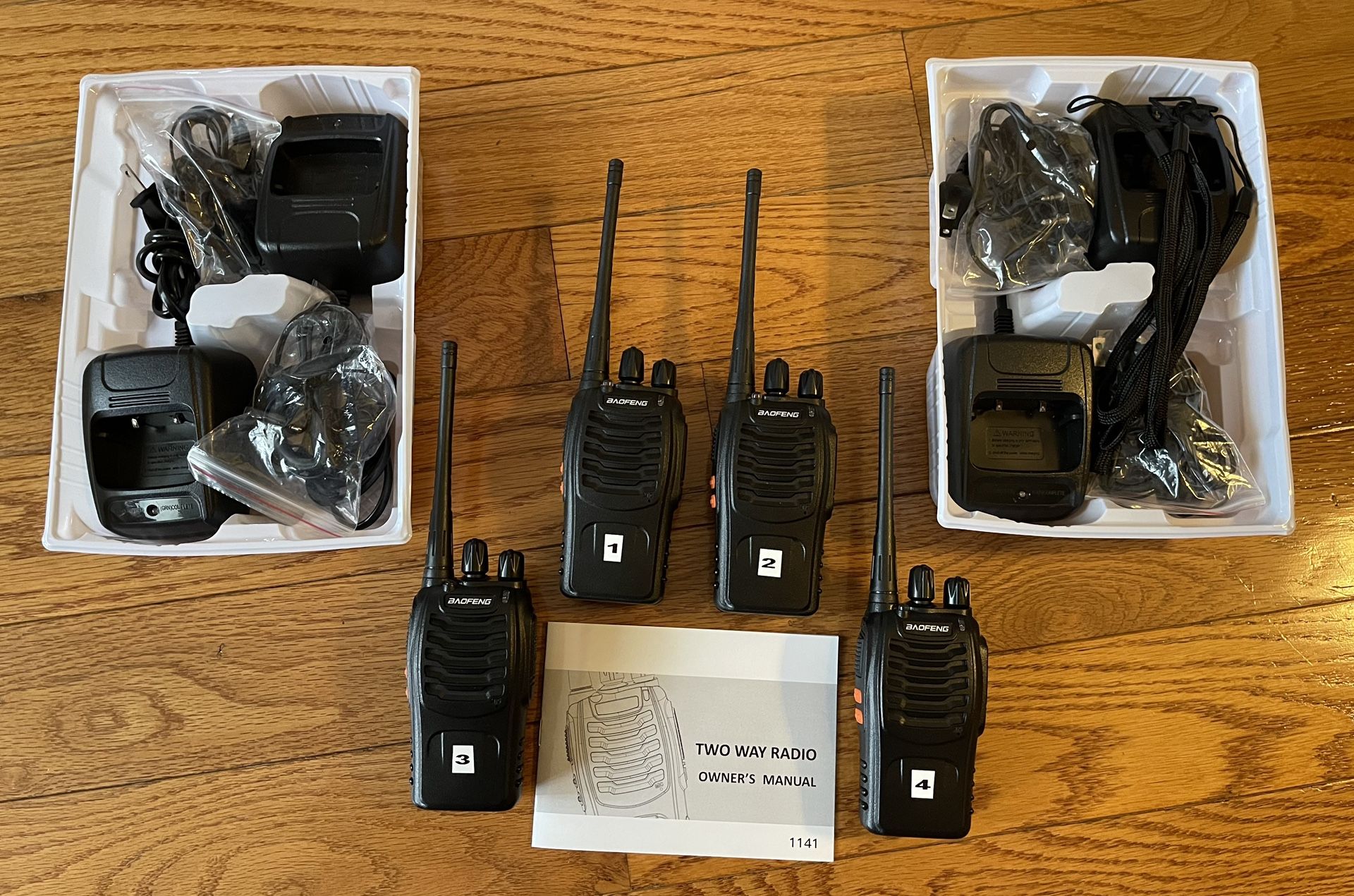 4 Pack Baofeng 2 Way Radio Kit