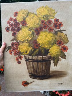 Vintage canvas oil painting