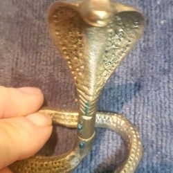 BRASS COBRA WITH CANDLE PIC ON TOP