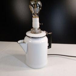 Antique Enamel Coffee Pot, Repurposed Lamp