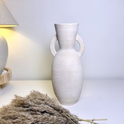 Minimalist Textured Roman Style Vase 14“ Beige