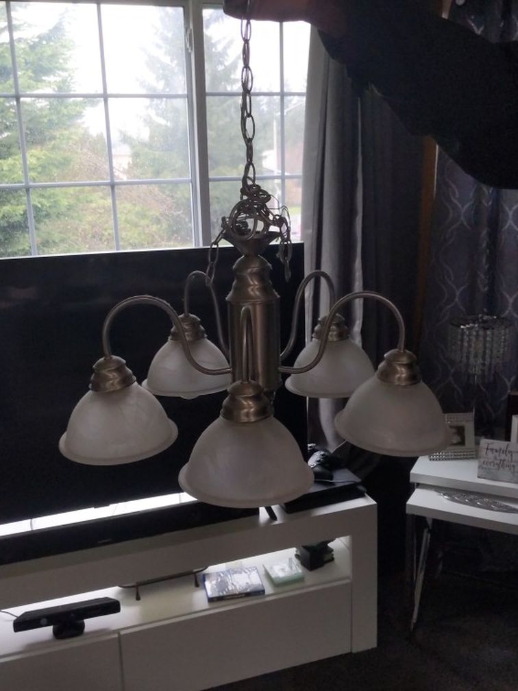 Brushed Nickel 5 Way Dimmable Chandelier