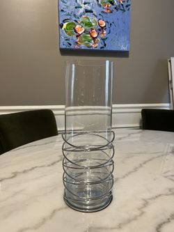 Glass Vase With Silver Stand 