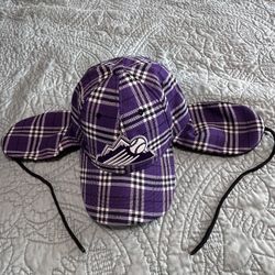 Colorado Rockies Purple Plaid Downflap Ear Flaps Hat Snapback MLB Melon Wear