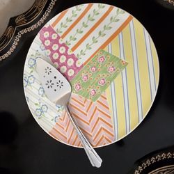 Hand Painted Cake Stand with Serving Knife Bergdorf Goodman’s