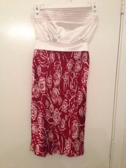 Red & white dress.