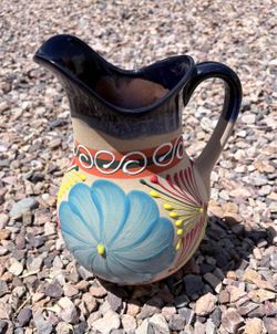 $30 Mexican Pottery Vibrant Pitcher 11”