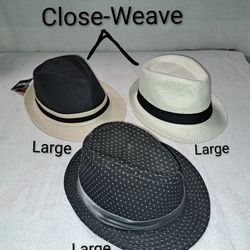 3 Size Large Fedora Hats In Excellent New Condition (1 With Tags) Price Is $15 Each Or $40 For All 3