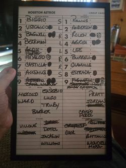 Authentic Framed 2001 phillies Astros game lineup card